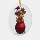 adorable baby highland cow sitting keramisch ornament (Rechts)