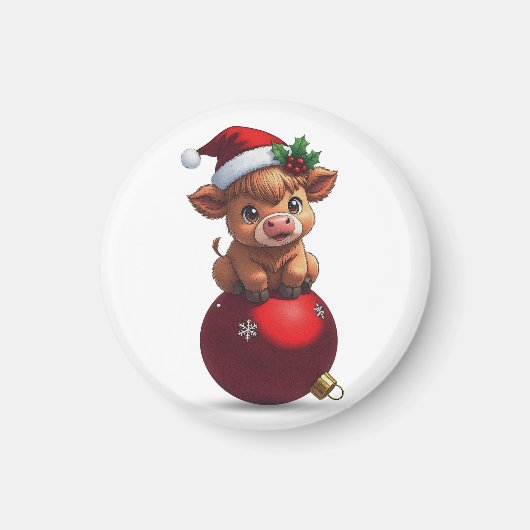 adorable baby highland cow sitting magneet (Voorkant)