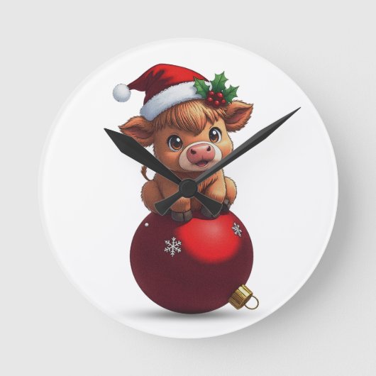 adorable baby highland cow sitting ronde klok (Voorkant)