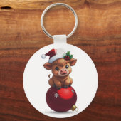 adorable baby highland cow sitting sleutelhanger (Voorkant)