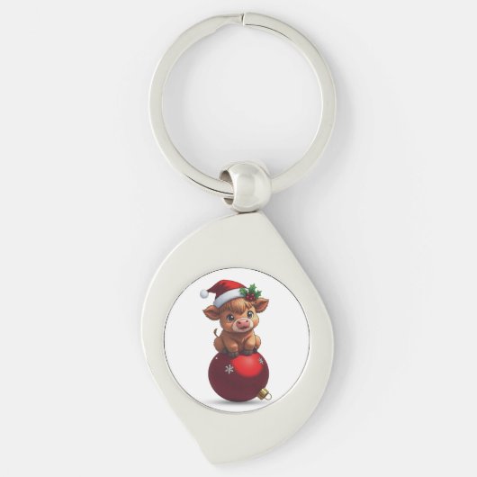 adorable baby highland cow sitting sleutelhanger (Voorkant)