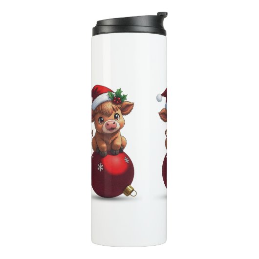 adorable baby highland cow sitting thermosbeker (Gedraaid links)