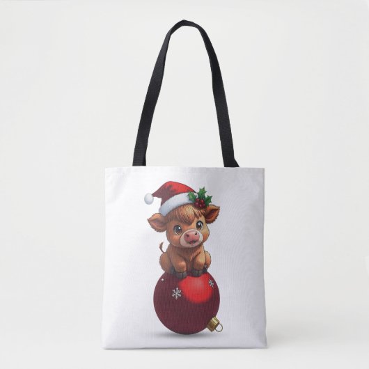 adorable baby highland cow sitting tote bag (Voorkant)