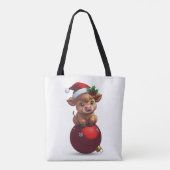 adorable baby highland cow sitting tote bag (Achterkant)