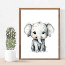 Adorable Baby Olifant Nursery-prent Jungle Thema
