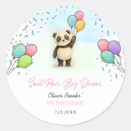 Adorable Baby Panda 1st Birthday Party Ronde Sticker