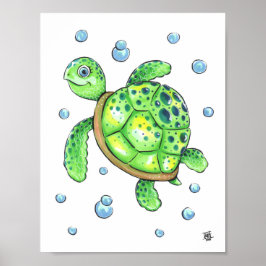 Adorable Baby Zeeschildpad Poster