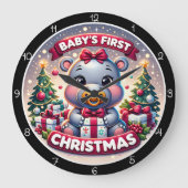 Adorable Baby's First Hippopotamus Christmas Grote Klok (Voorkant)