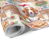 Adorable Basset Hound Sneaking Christmas Cookies Cadeaupapier (Rol Hoek)