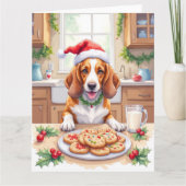 Adorable Basset Hound Sneaking Christmas Cookies Kaart (Voorkant)