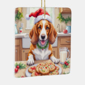 Adorable Basset Hound Sneaking Christmas Cookies Keramisch Ornament (Rechts)