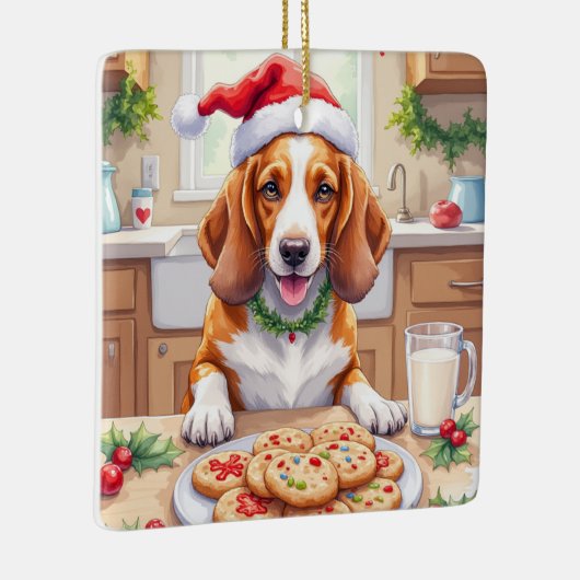 Adorable Basset Hound Sneaking Christmas Cookies Keramisch Ornament (Rechts)