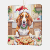 Adorable Basset Hound Sneaking Christmas Cookies Keramisch Ornament (Links)