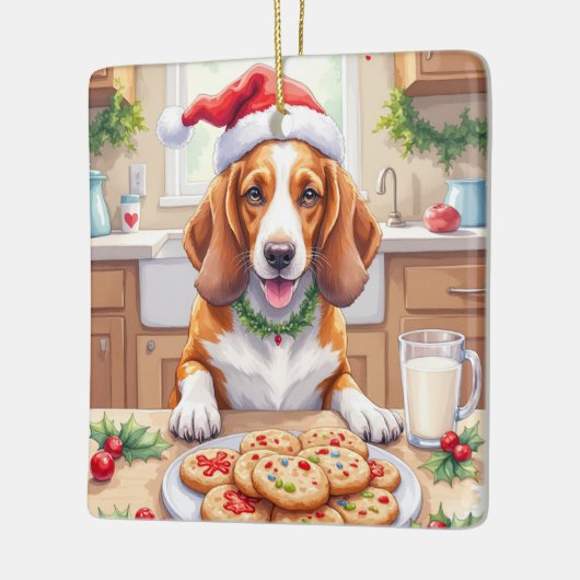 Adorable Basset Hound Sneaking Christmas Cookies Keramisch Ornament (Links)