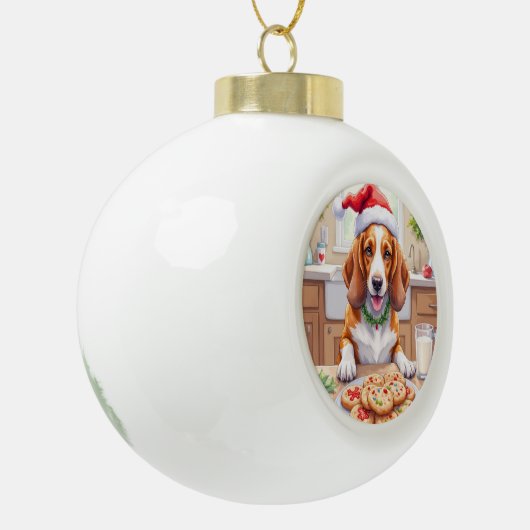 Adorable Basset Hound Sneaking Christmas Cookies Keramische Bal Ornament (Links)