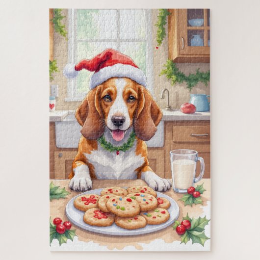 Adorable Basset Hound Sneaking Christmas Cookies Legpuzzel (Verticaal)