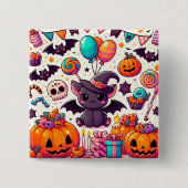 Adorable bat kawaii halloween vierkante button 5,1 cm (Voorkant)