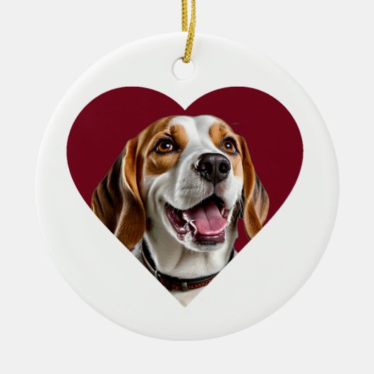 Adorable Beagle in Heart Shape Design Keramisch Ornament (Voorkant)