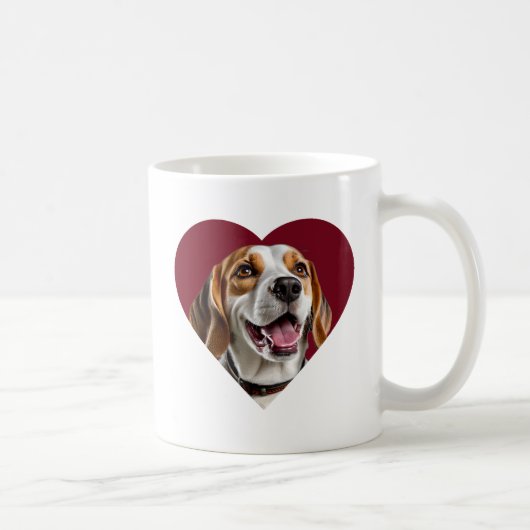 Adorable Beagle in Heart Shape Design Koffiemok (Rechts)