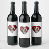 Adorable Beagle in Heart Shape Design Wijn Etiket (Flessen)