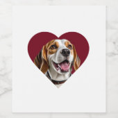 Adorable Beagle in Heart Shape Design Wijn Etiket (Enkel label)