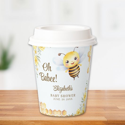 Adorable Bee Baby shower Gender Neutral Papieren Bekers
