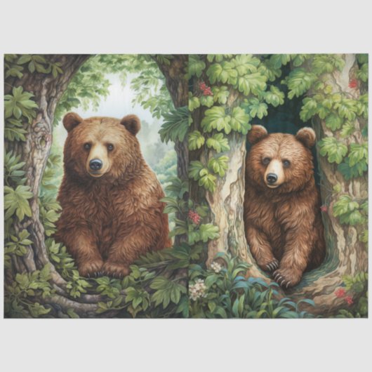 Adorable Beren in de Bos Decoupage Tissuepapier (Voorkant)