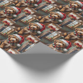 Adorable Bernedoodle Dog Cozy Knitted Santa Hat Cadeaupapier (Hoek)