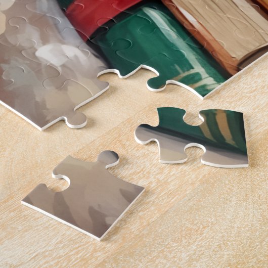 Adorable Bernedoodle Dog Cozy Knitted Santa Hat Legpuzzel (Zijkant)