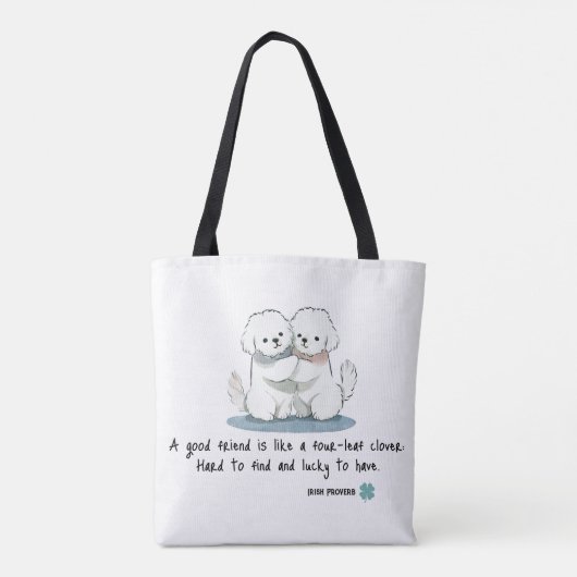 Adorable Bichon Friends with a Quote Tote Bag (Achterkant)