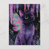 Adorable Black and Purple Cat Fairy Briefkaart (Voorkant)