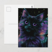 Adorable Black Cat Fairy Briefkaart (Voorkant / Achterkant)