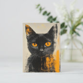 adorable black kitty briefkaart (Staand voorkant)