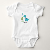 Adorable Blue Dinosaur with Hearts - Cute Brachios Romper (Voorkant)
