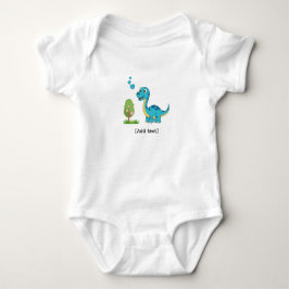 Adorable Blue Dinosaur with Hearts - Cute Brachios Romper