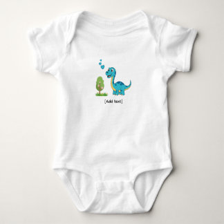 Adorable Blue Dinosaur with Hearts - Cute Brachios Romper