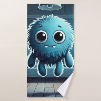 Adorable Blue Fluffy Creature Badhanddoek