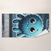 Adorable Blue Fluffy Creature Badhanddoek (Badhanddoek)
