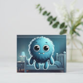 Adorable Blue Fluffy Creature Briefkaart (Staand voorkant)