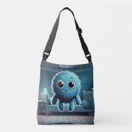 Adorable Blue Fluffy Creature Crossbody Tas