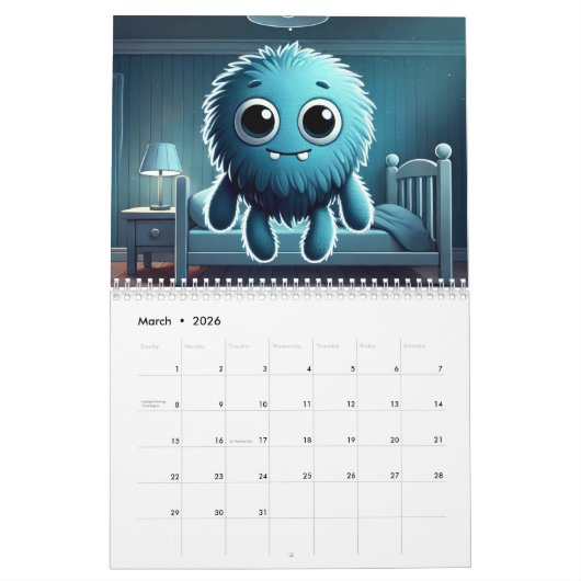 Adorable Blue Fluffy Creature Kalender (Mar 2026)