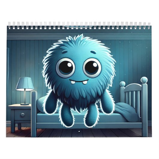 Adorable Blue Fluffy Creature Kalender (Hoes)