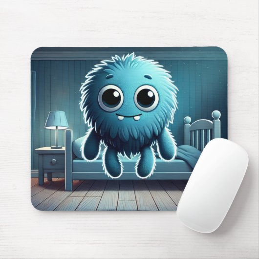 Adorable Blue Fluffy Creature Muismat (Met muis)