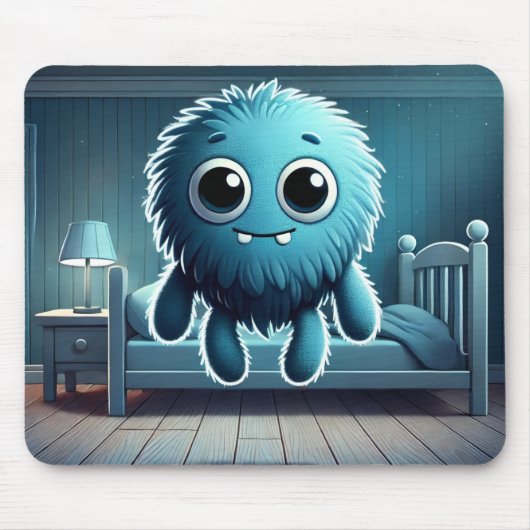 Adorable Blue Fluffy Creature Muismat (Voorkant)