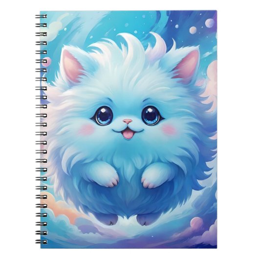 Adorable blue fluffy creature notitieboek (Voorkant)