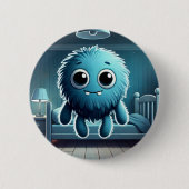 Adorable Blue Fluffy Creature Ronde Button 5,7 Cm (Voorkant)