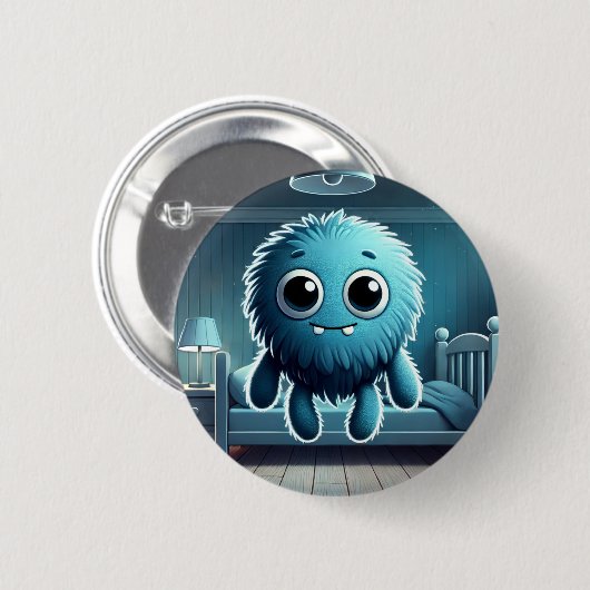 Adorable Blue Fluffy Creature Ronde Button 5,7 Cm (Voorkant /achterkant)