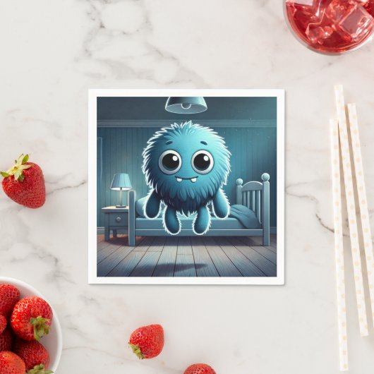 Adorable Blue Fluffy Creature Servet (Insitu)