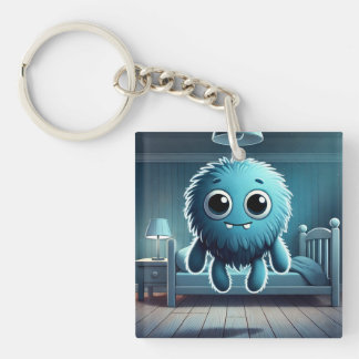 Adorable Blue Fluffy Creature Sleutelhanger