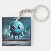 Adorable Blue Fluffy Creature Sleutelhanger (Achterkant)
